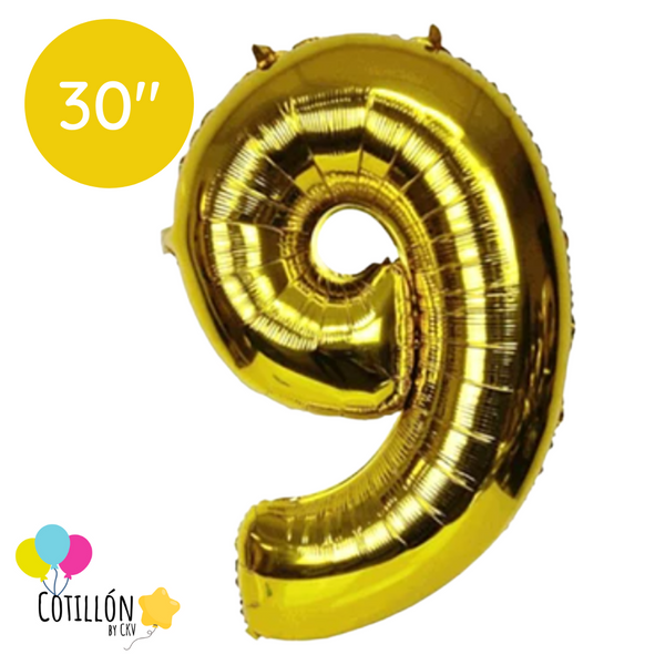 Globo Dorado 30" Numero 9