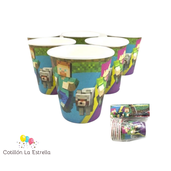 Vasos Minecraft x 6 Unidades